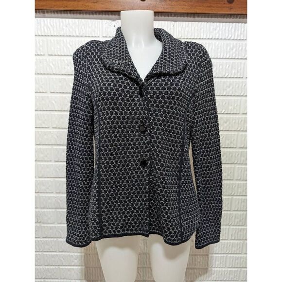 Pendleton Women's Blue & Gray Button Front Pattern Knit Cotton Cardigan Sweater - Picture 1 of 7